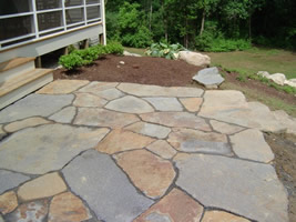 Natural stone patio construction